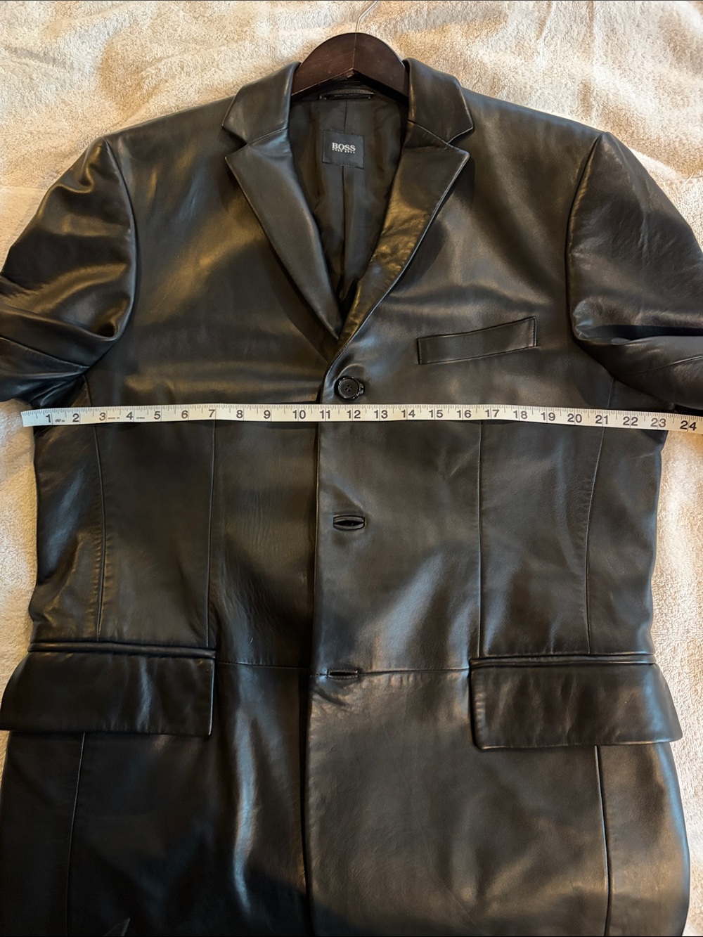 Hugo Boss Lambskin Leather Blazer Jacket Black Barney's New York Men's Size 42R - Picture 16 of 16